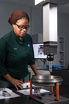 A Greenville Technical College student works in the Center for Manufacturing Innovation in Greenville, S.C.
