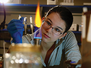 Sarah Florig works in the lab during her first-year as a BUILD EXITO trainee at Portland State University. EXITO, which stands for “Enhancing Cross-Disciplinary Infrastructure and Training at Oregon,” is Portland State University’s Building Infrastructure Leading to Diversity (BUILD) program, which is part of the NIH Common Fund’s Diversity Program Consortium. (Photo courtesy BUILD EXITO)
