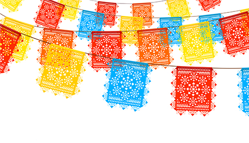 Yellow, blue, and red flags to symbolize National Hispanic Heritage Month