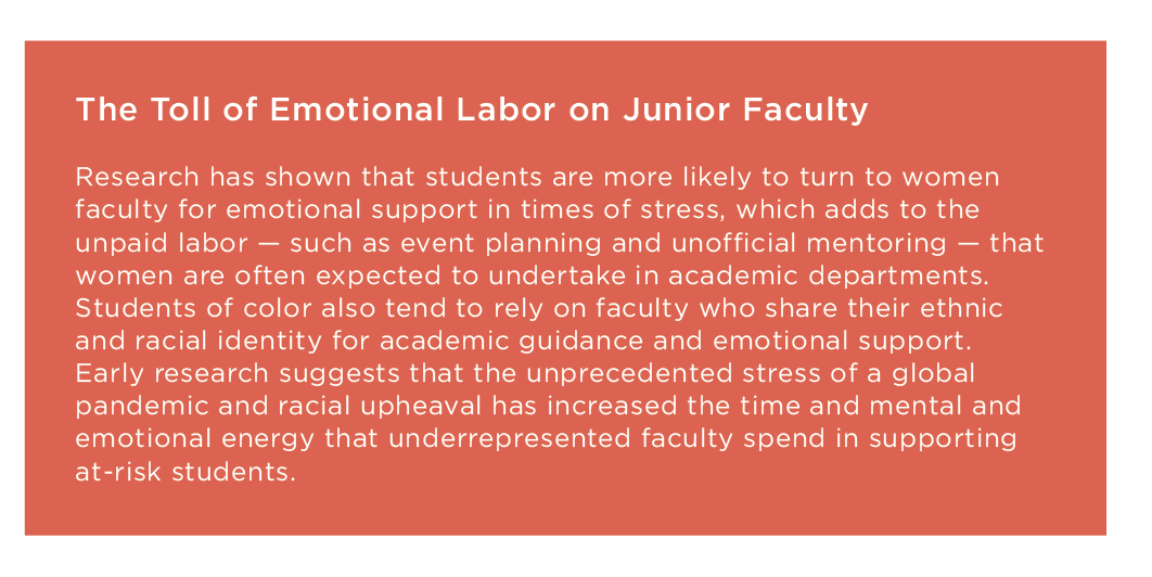 Text box that describes the toll of emotional labor on junior faculty