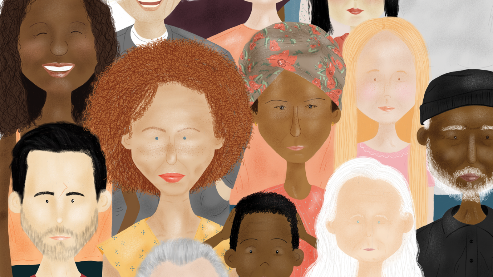 Illustration of diverse people in a crowd