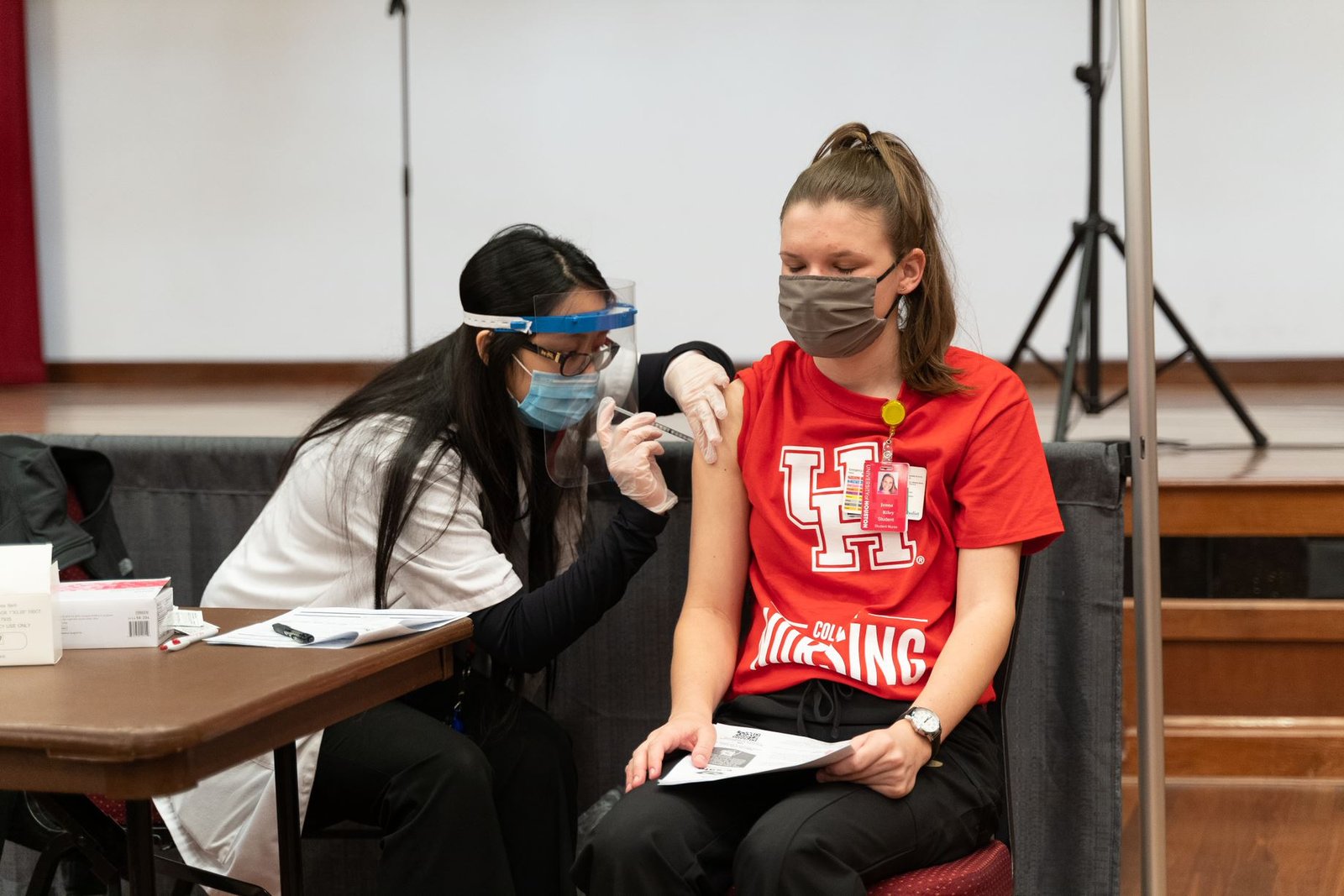 helped administer the COVID-19 vaccine to 1,000 students and staff. Photos courtesy