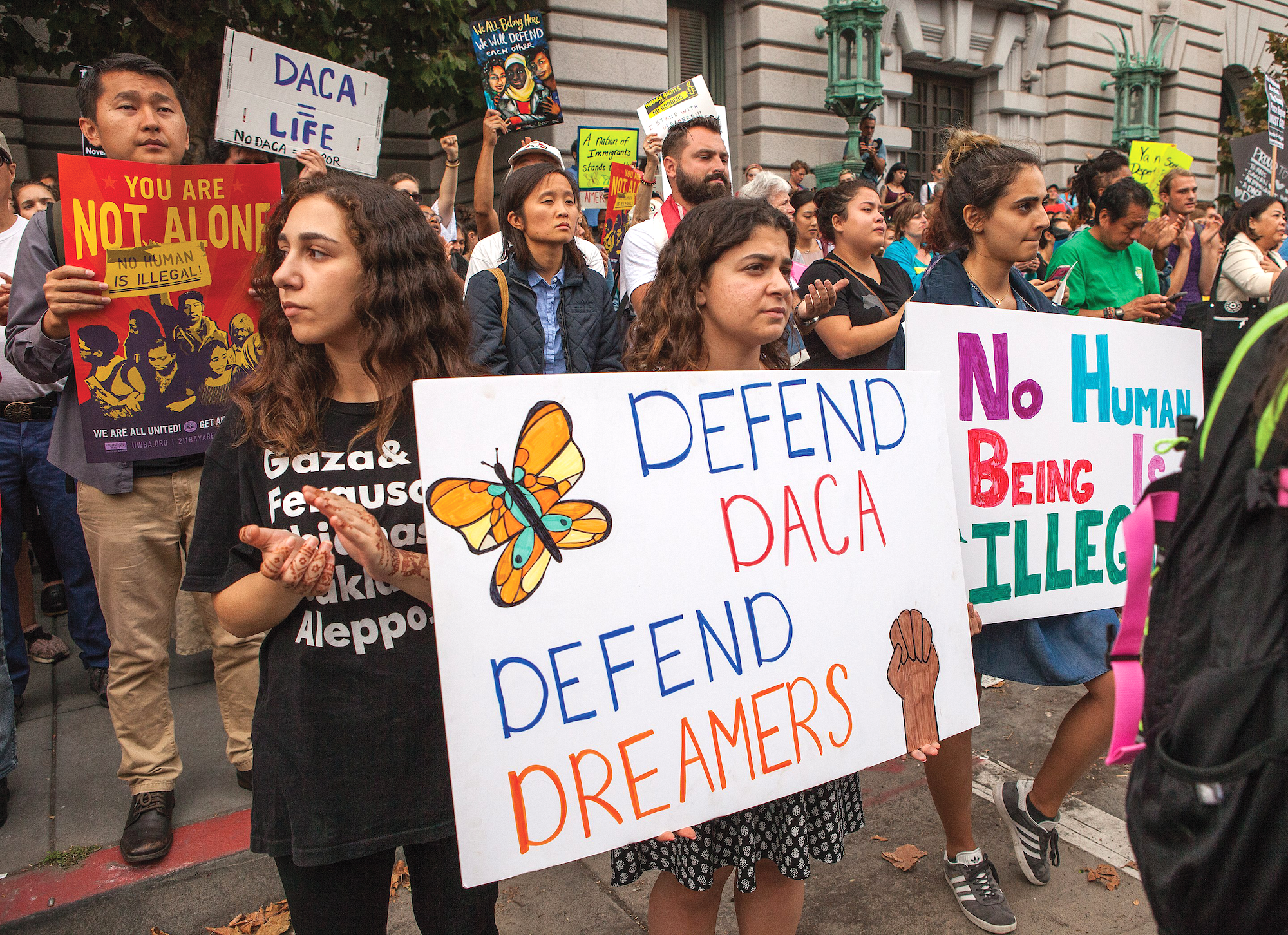 Supporters attend a rally for immigrants protected under the federal Deferred Action for Childhood Arrivals program in San Francisco in 2017. Photo courtesy Pax Ahimsa Gethen