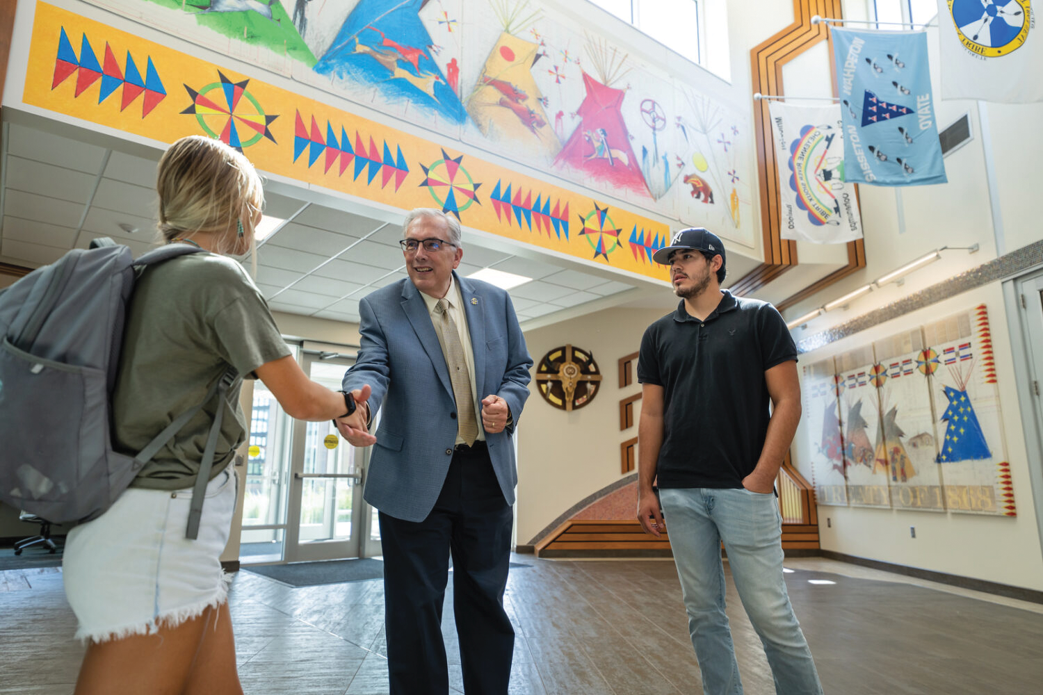 SDSU President Barry Dunn, PhD, welcomes students to the American Indian Student Center on campus.