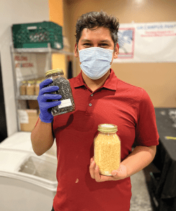 The Bulk Foods program at UArizona’s Campus Pantry, funded by a $10,000 annual CSF grant, enhances food distribution to students in need by offering a wide range of dried foods in reusable containers, reducing waste. (Photo courtesy UArizona CSF)